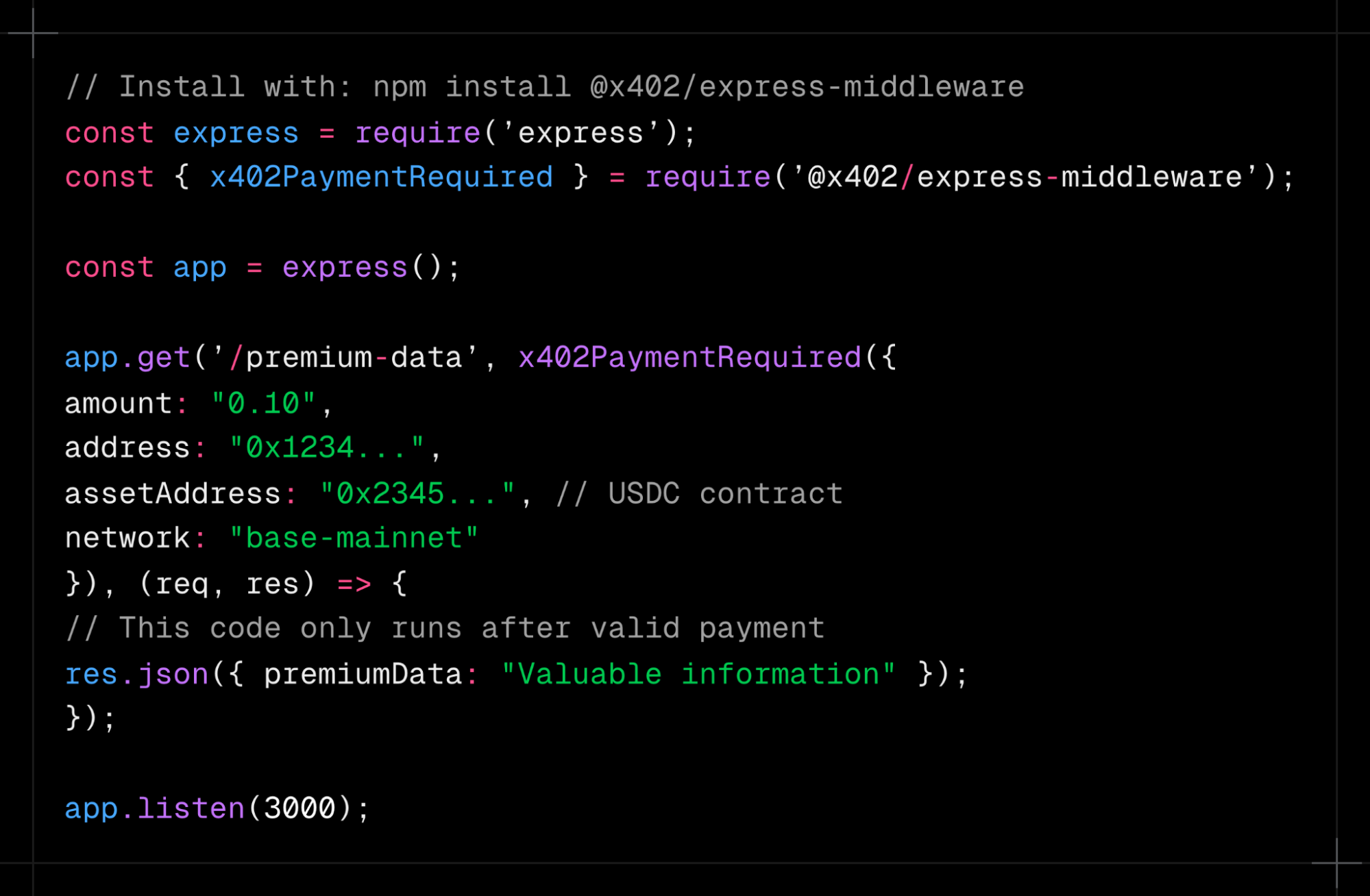 Express server middleware implementation