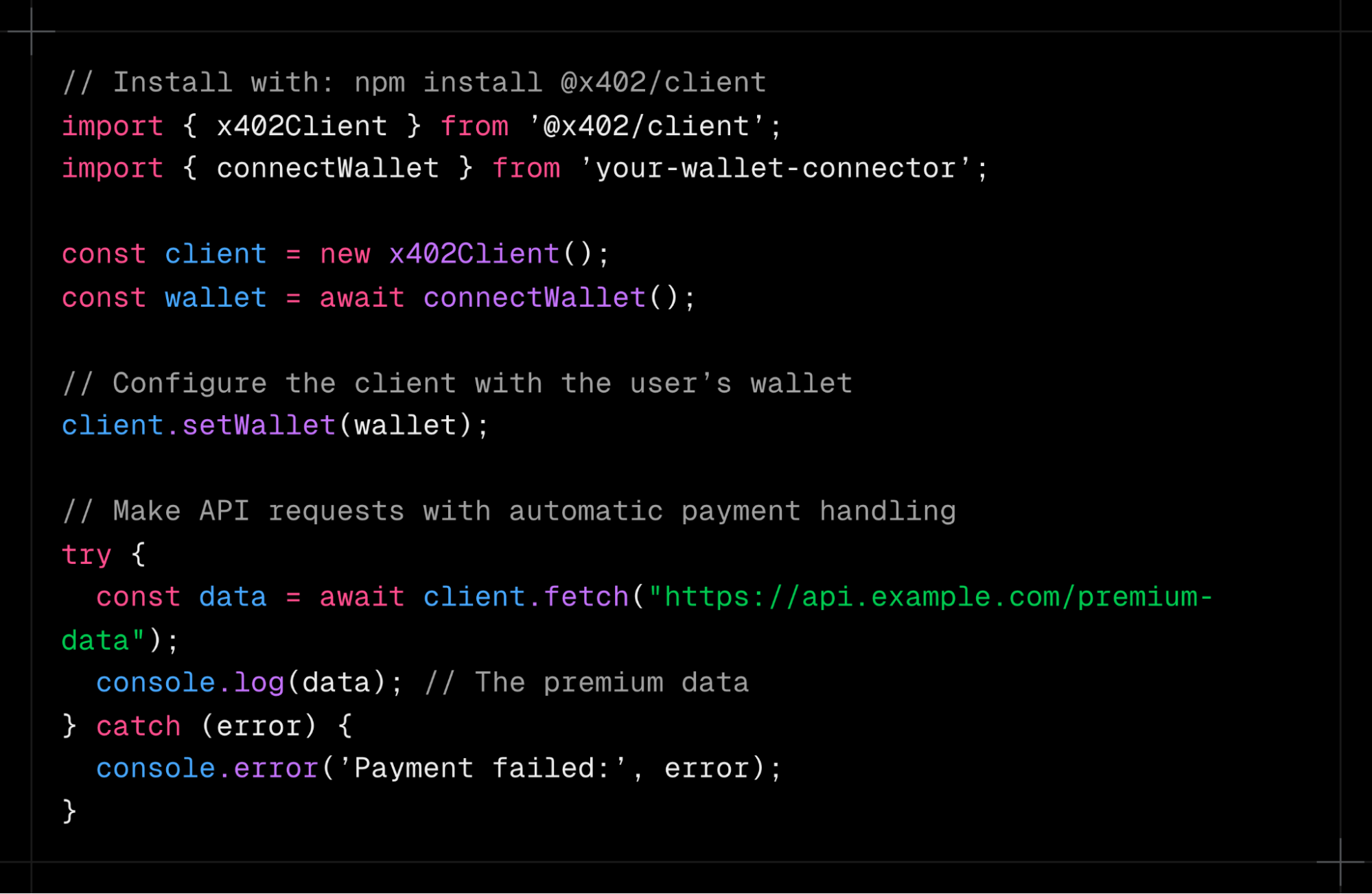 Client-side implementation with the x402 client SDK